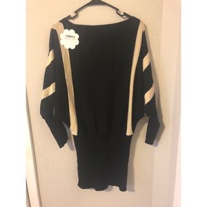 Black with Tan Stripes Long Dolman Sleeve Tunic